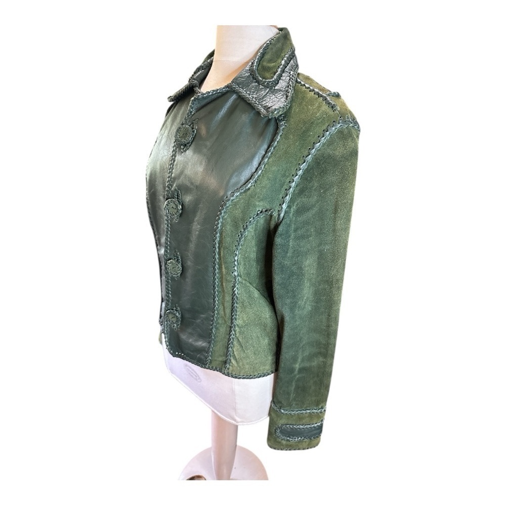 Vintage Green Leather Jacket - image 2